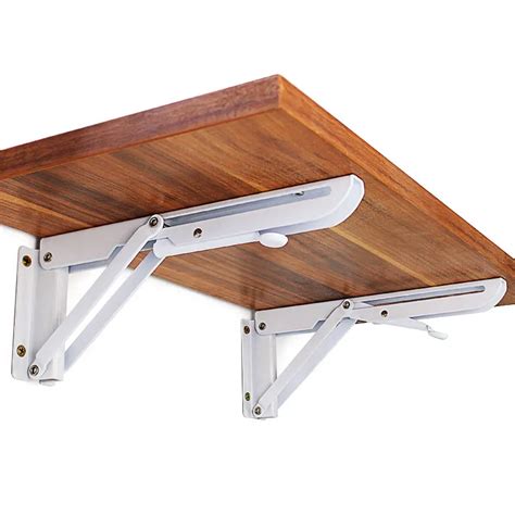 heavy duty white metal triangle table bench folding shelf bracket|folding shelf brackets canada.